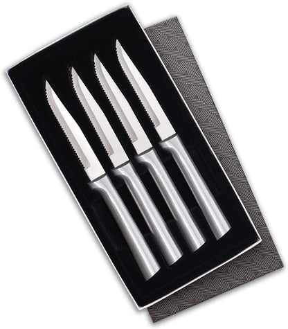 Four Serrated Steak Knives Gift Set (G24S), Black Handle | 4-Piece Knife Set , Stainless Steel Blade, Black Resin Handle