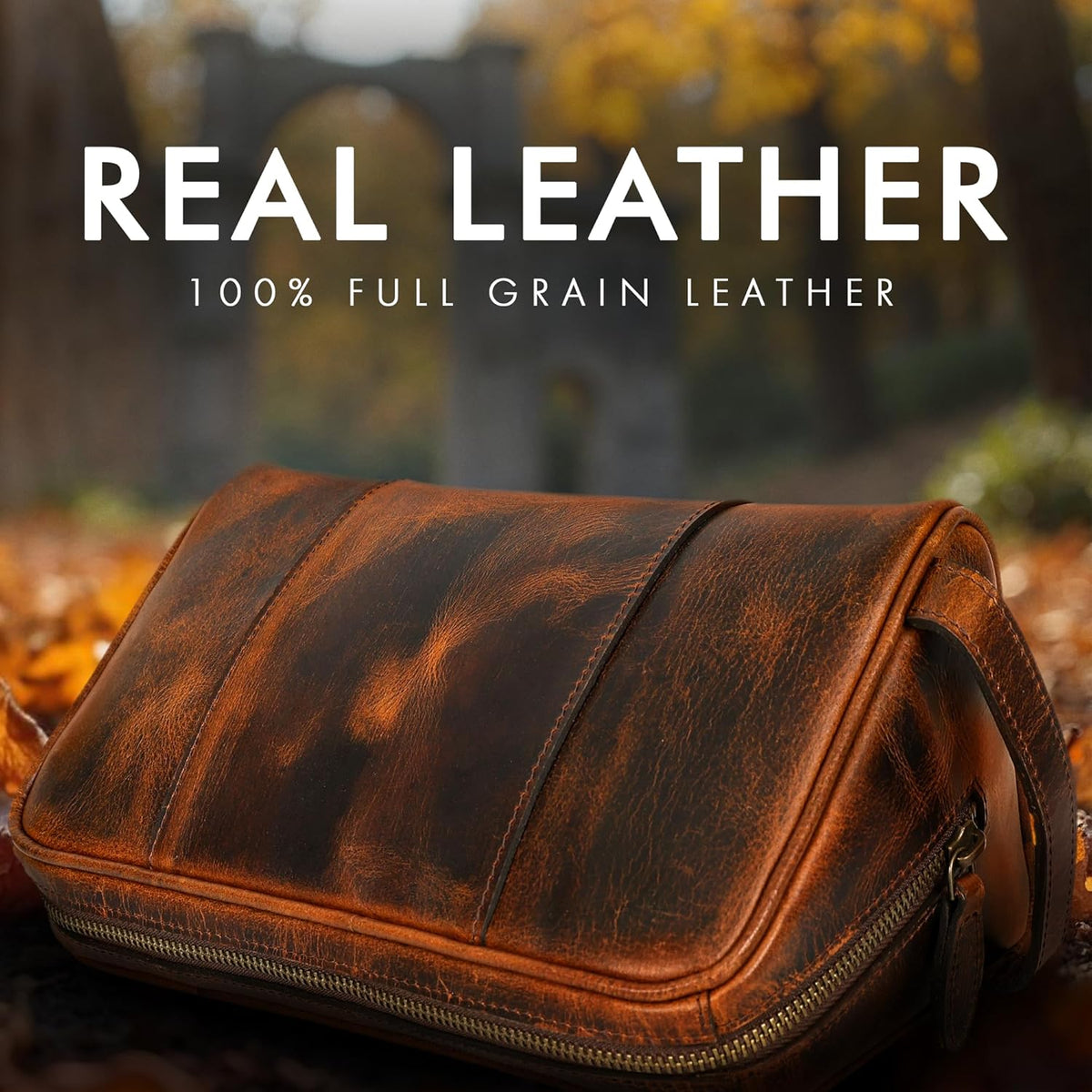 Leather Knife Roll & Toiletry Bag Bundle – 4-Slot Professional Chef Knife Case & Large Hanging Leather Dopp Kit Organizer for Travel, Culinary Tools & Grooming