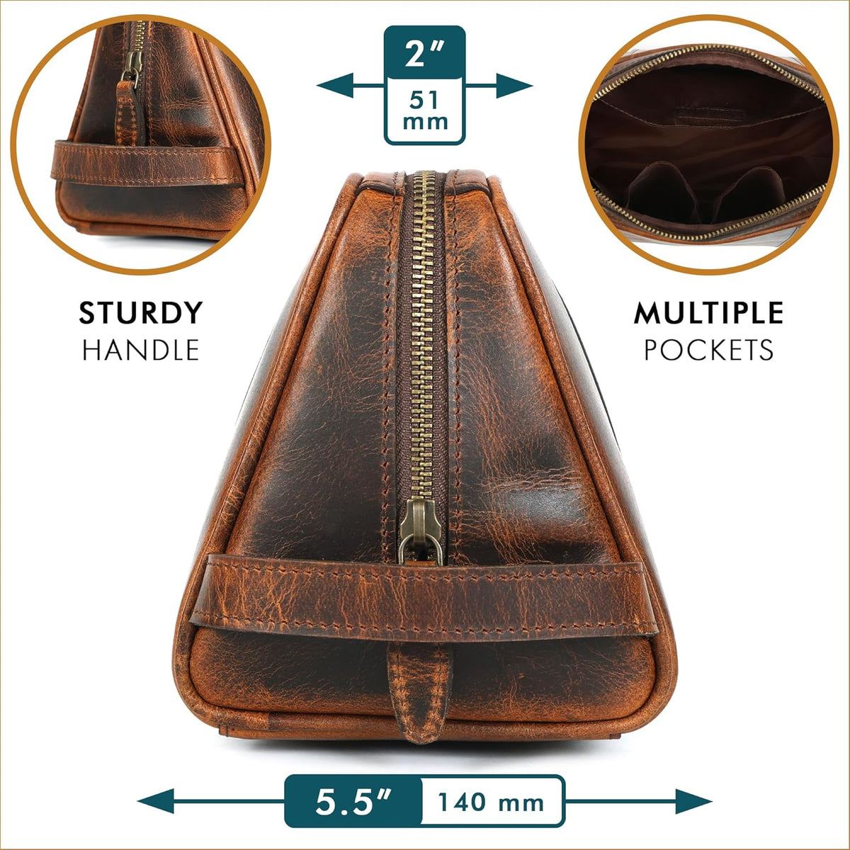 Leather Knife Roll & Toiletry Bag Bundle – 4-Slot Professional Chef Knife Case & Large Hanging Leather Dopp Kit Organizer for Travel, Culinary Tools & Grooming