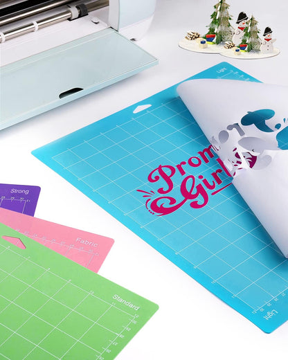 Cutting Mat 12 Pack 12x12, Compatible With Cricut Maker 4/Explore Air & Silhouette Sticky Pad Replacement Accessories, for Crafts Supplies (Standard/Light/Strong/Frabic)