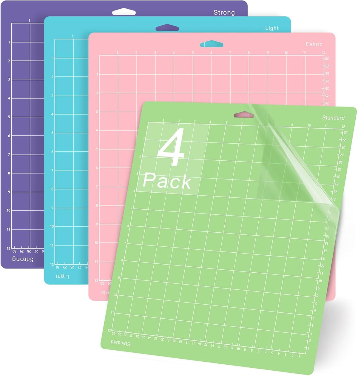 Cutting Mat 12 Pack 12x12, Compatible With Cricut Maker 4/Explore Air & Silhouette Sticky Pad Replacement Accessories, for Crafts Supplies (Standard/Light/Strong/Frabic)