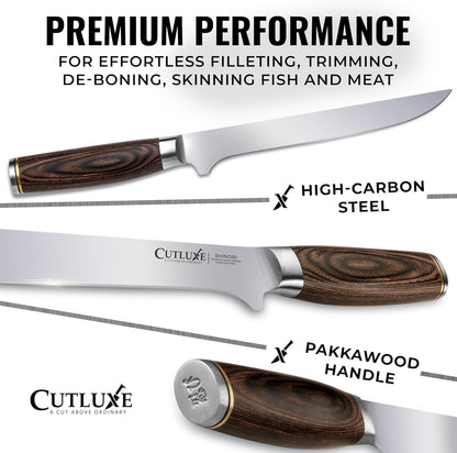 Japanese Boning Knife, 6" for Meat Cutting – Fillet Knife for Fish | Razor Sharp High Carbon Stainless Steel, Full Tang Pakkawood Handle – Shinobi Series