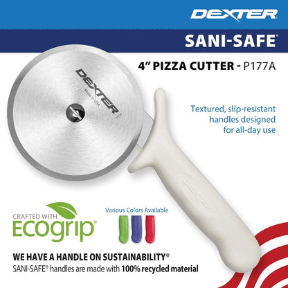 4" Pizza Cutter, P177A-4PCP | SANI-SAFE Series, Stainless Steel Blade with Slip-Resistant Polypropylene Handle | Heavy-Duty Rotary Cutter for Pizza, Pastry & More | Made in USA