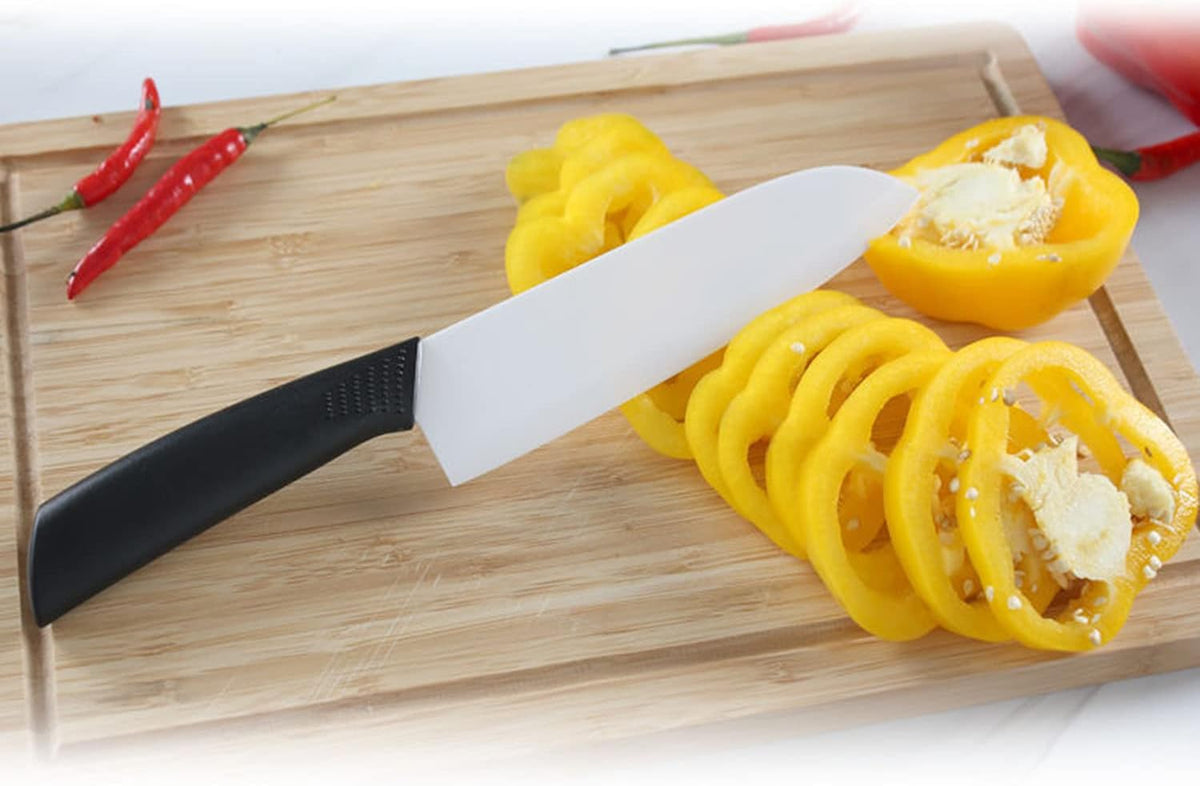 Ceramic Knife Set of 5,Sharp Ceramic Knife with Sheath,Steak Knife,Black Kitchen Knives With Anti-Slip handle,Includes 6"Chef Knife,5"Utility Knife,4"Vegetable Knife,3"Paring Knife,1''Fruit Peeler