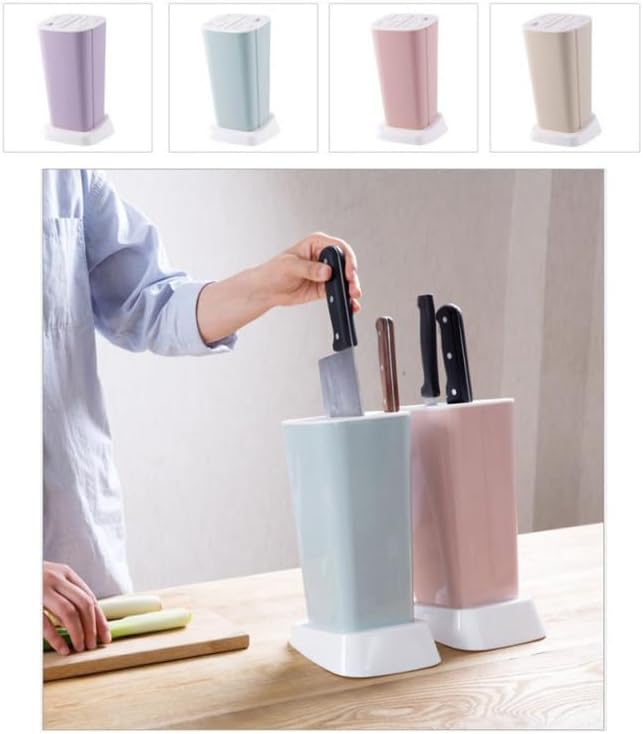 1Pc Knife Block Without Knives Square Knife Holder Kitchen Storage Rack Universal Detachable Rotatable Drainage Organizer 10.23X5.90X4.72In Purple