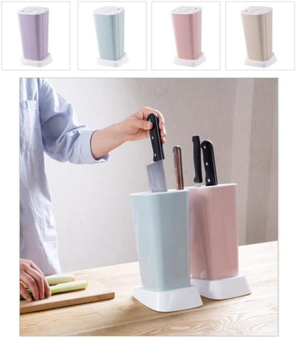 1Pc Knife Block Without Knives Square Knife Holder Kitchen Storage Rack Universal Detachable Rotatable Drainage Organizer 10.23X5.90X4.72In Purple