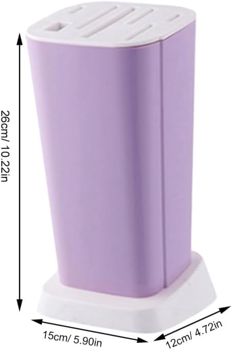 1Pc Knife Block Without Knives Square Knife Holder Kitchen Storage Rack Universal Detachable Rotatable Drainage Organizer 10.23X5.90X4.72In Purple