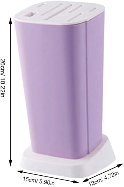 1Pc Knife Block Without Knives Square Knife Holder Kitchen Storage Rack Universal Detachable Rotatable Drainage Organizer 10.23X5.90X4.72In Purple