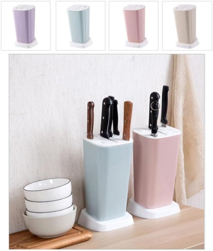 1Pc Knife Block Without Knives Square Knife Holder Kitchen Storage Rack Universal Detachable Rotatable Drainage Organizer 10.23X5.90X4.72In Purple