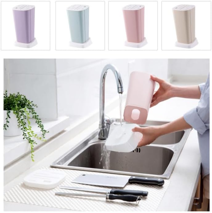 1Pc Knife Block Without Knives Square Knife Holder Kitchen Storage Rack Universal Detachable Rotatable Drainage Organizer 10.23X5.90X4.72In Purple
