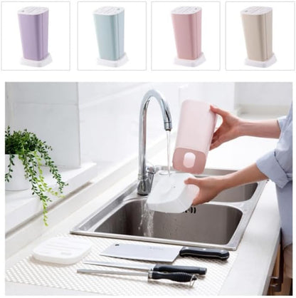 1Pc Knife Block Without Knives Square Knife Holder Kitchen Storage Rack Universal Detachable Rotatable Drainage Organizer 10.23X5.90X4.72In Purple