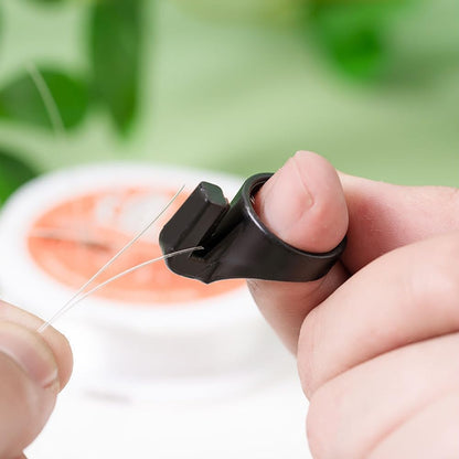 Thread Cutter Finger Rings, Plastic Thimble Yarn Portable Needlework Cutting Tool Set Hand Sewing Notions Supplies Knitting Sharp Blades Quilting Embroidery Fishing Line Handcraft Knife 6Pcs