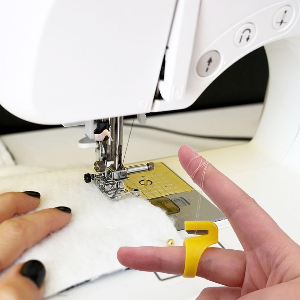 Thread Cutter Finger Rings, Plastic Thimble Yarn Portable Needlework Cutting Tool Set Hand Sewing Notions Supplies Knitting Sharp Blades Quilting Embroidery Fishing Line Handcraft Knife 6Pcs