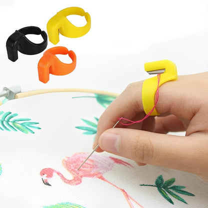 Thread Cutter Finger Rings, Plastic Thimble Yarn Portable Needlework Cutting Tool Set Hand Sewing Notions Supplies Knitting Sharp Blades Quilting Embroidery Fishing Line Handcraft Knife 6Pcs