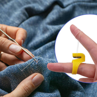 Thread Cutter Finger Rings, Plastic Thimble Yarn Portable Needlework Cutting Tool Set Hand Sewing Notions Supplies Knitting Sharp Blades Quilting Embroidery Fishing Line Handcraft Knife 6Pcs