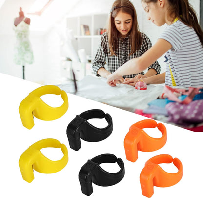 Thread Cutter Finger Rings, Plastic Thimble Yarn Portable Needlework Cutting Tool Set Hand Sewing Notions Supplies Knitting Sharp Blades Quilting Embroidery Fishing Line Handcraft Knife 6Pcs