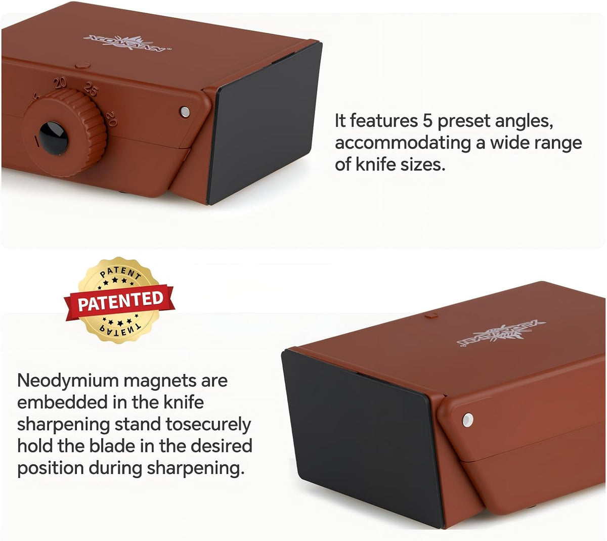 The Innovative Knife Sharpener - Patented Multi-Angle Premium Rolling Knife Sharpener with Extra Replacement Head for Chef's, Fruit, and All Steel Knives (Brown)