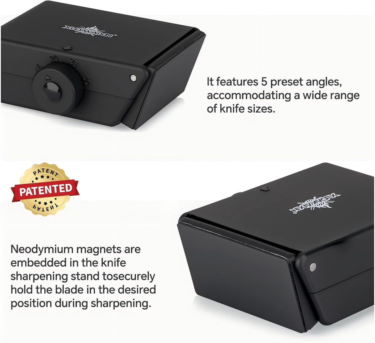 The Innovative Knife Sharpener - Patented Multi-Angle Premium Rolling Knife Sharpener with Extra Replacement Head for Chef's, Fruit, and All Steel Knives (Brown)