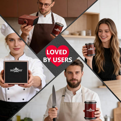 The Innovative Knife Sharpener - Patented Multi-Angle Premium Rolling Knife Sharpener with Extra Replacement Head for Chef's, Fruit, and All Steel Knives (Brown)