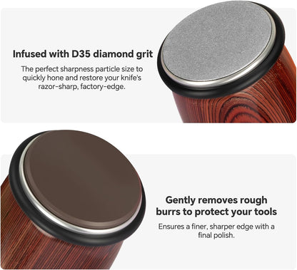 The Innovative Knife Sharpener - Patented Multi-Angle Premium Rolling Knife Sharpener with Extra Replacement Head for Chef's, Fruit, and All Steel Knives (Brown)