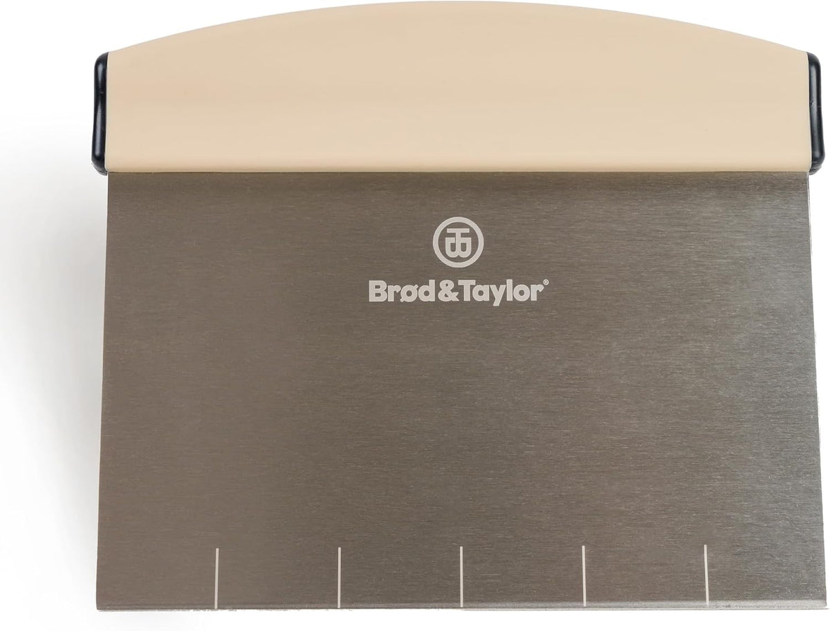 Bench Knife with 1" Markings and Non-Slip Rubber Handle, Dough Cutter for Home-Kitchen Baking (6" x 5.25" Surface), 100% Dishwasher Safe