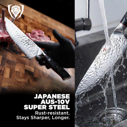 8" Japanese Chef Knife (Gyuto) — 66-Layer Damascus AUS-10V Steel, Hand-Sharpened 8–12° Edge — For Meal Prep, Sushi, Home Butchering — Shogun ELITE - Full-Tang G-10 Handle, Customer Support