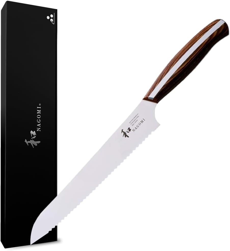 [NAGOMI] 8.5 inch Premium Slicing Knife, Stainless Steel HRC58 Carving Knife for Slicing Roasts, Meats, Sashimi, Fruits and Vegetables | Black Stylish Gift Box