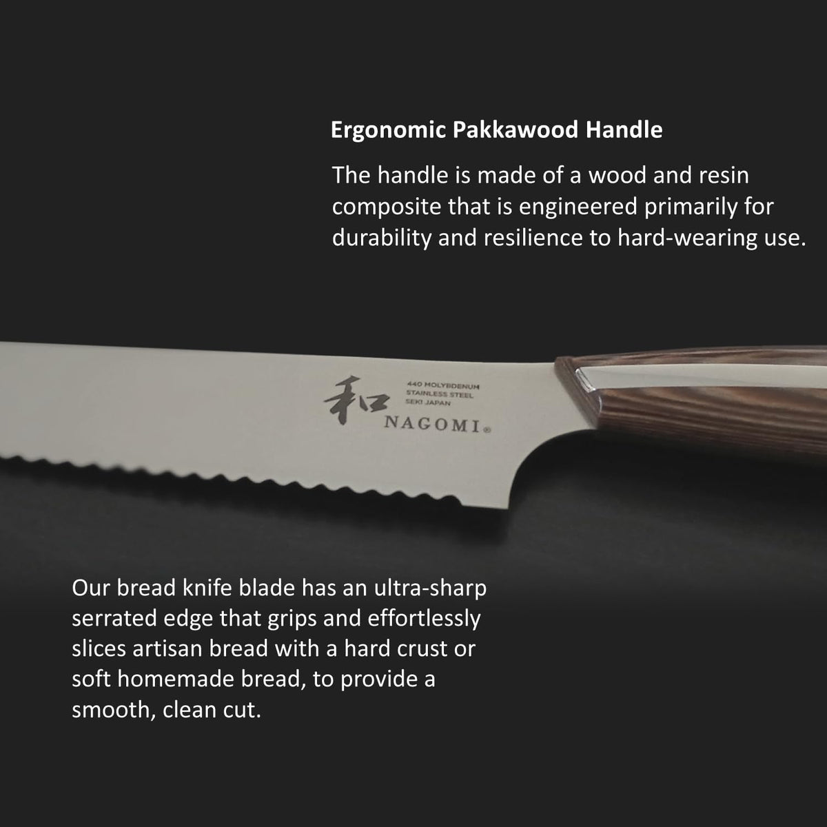 [NAGOMI] 8.5 inch Premium Slicing Knife, Stainless Steel HRC58 Carving Knife for Slicing Roasts, Meats, Sashimi, Fruits and Vegetables | Black Stylish Gift Box