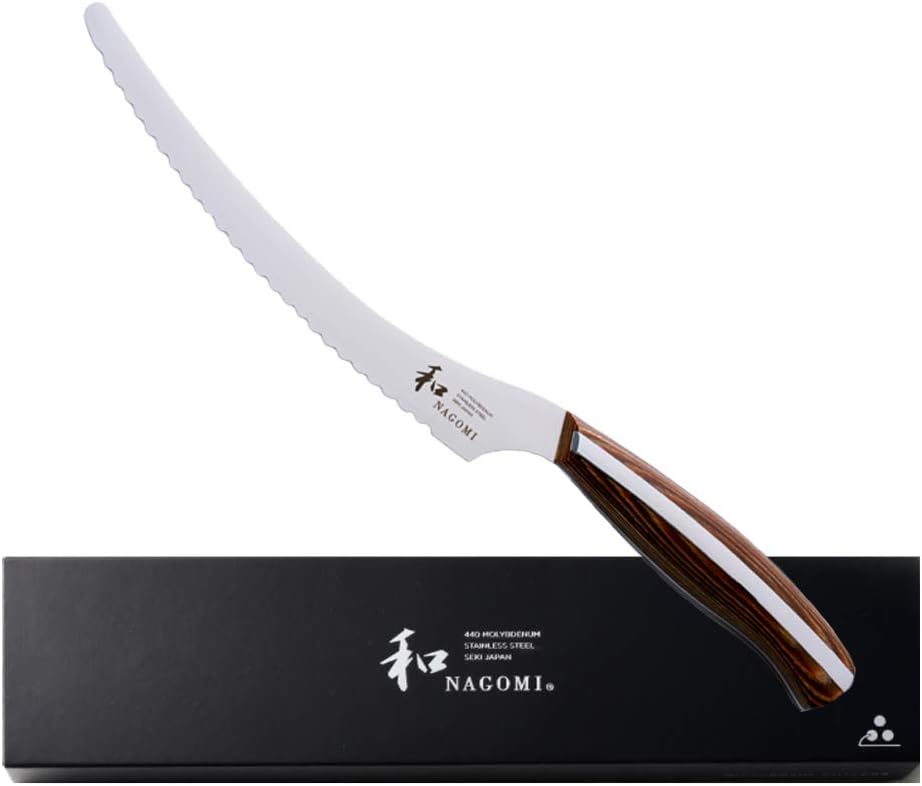 [NAGOMI] 8.5 inch Premium Slicing Knife, Stainless Steel HRC58 Carving Knife for Slicing Roasts, Meats, Sashimi, Fruits and Vegetables | Black Stylish Gift Box
