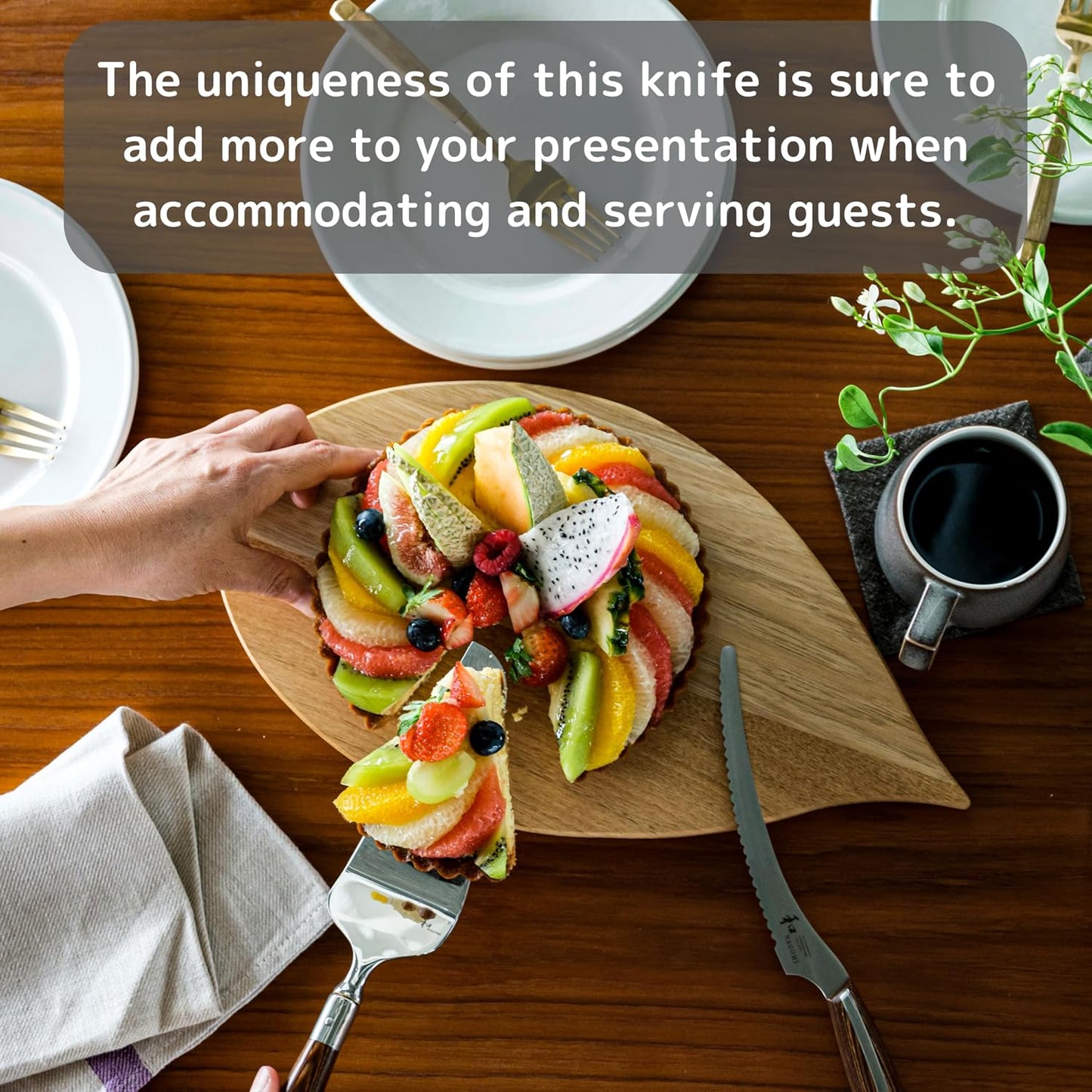 [NAGOMI] 8.5 inch Premium Slicing Knife, Stainless Steel HRC58 Carving Knife for Slicing Roasts, Meats, Sashimi, Fruits and Vegetables | Black Stylish Gift Box