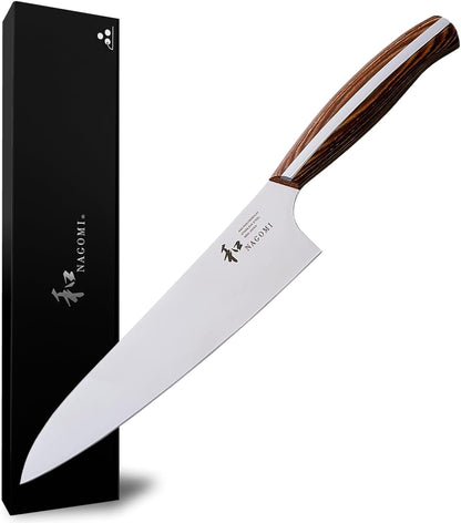 [NAGOMI] 8.5 inch Premium Slicing Knife, Stainless Steel HRC58 Carving Knife for Slicing Roasts, Meats, Sashimi, Fruits and Vegetables | Black Stylish Gift Box