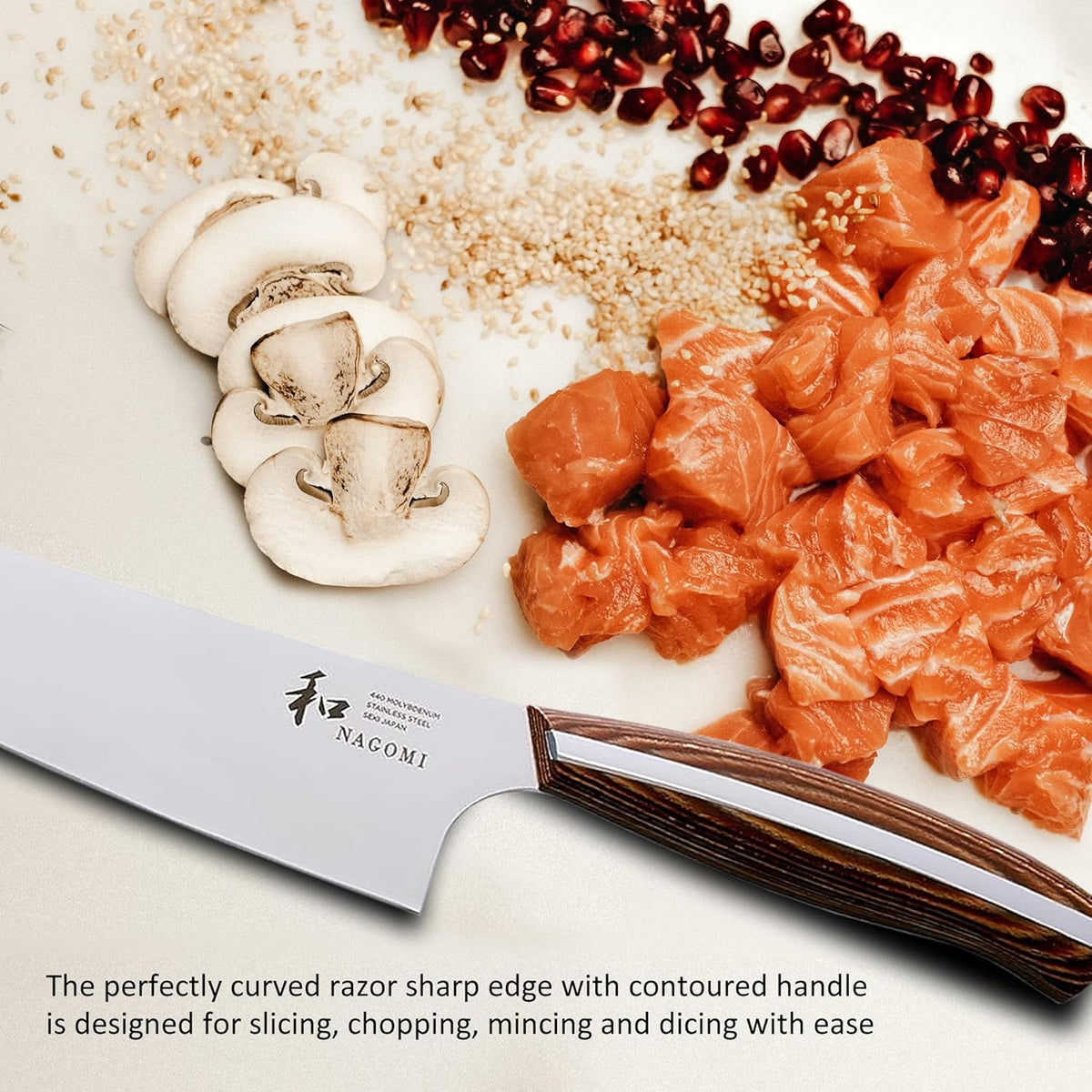 [NAGOMI] 8.5 inch Premium Slicing Knife, Stainless Steel HRC58 Carving Knife for Slicing Roasts, Meats, Sashimi, Fruits and Vegetables | Black Stylish Gift Box
