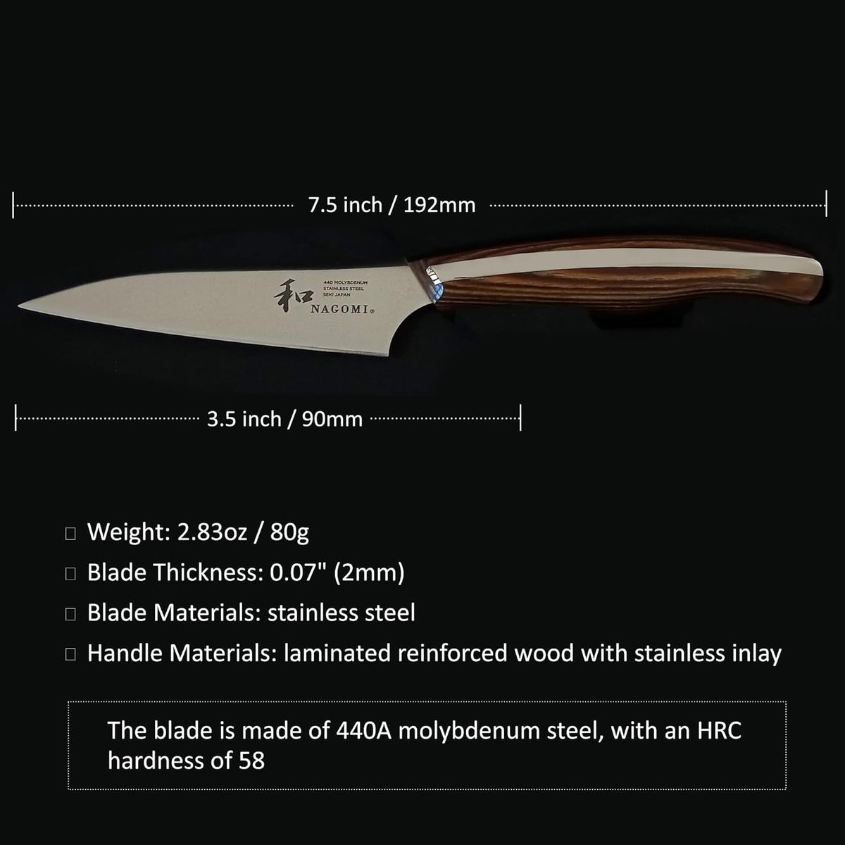 [NAGOMI] 8.5 inch Premium Slicing Knife, Stainless Steel HRC58 Carving Knife for Slicing Roasts, Meats, Sashimi, Fruits and Vegetables | Black Stylish Gift Box