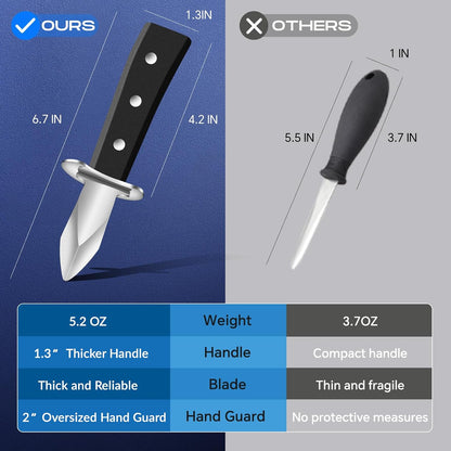 Oyster Shucking Knife+2PCS A5 Cut-Resistant Gloves,Heavy Duty Oyster Knife,Stainless Steel Oyster Shucker Tool,Oyster Opener Tool, Oyster Shucking Kit