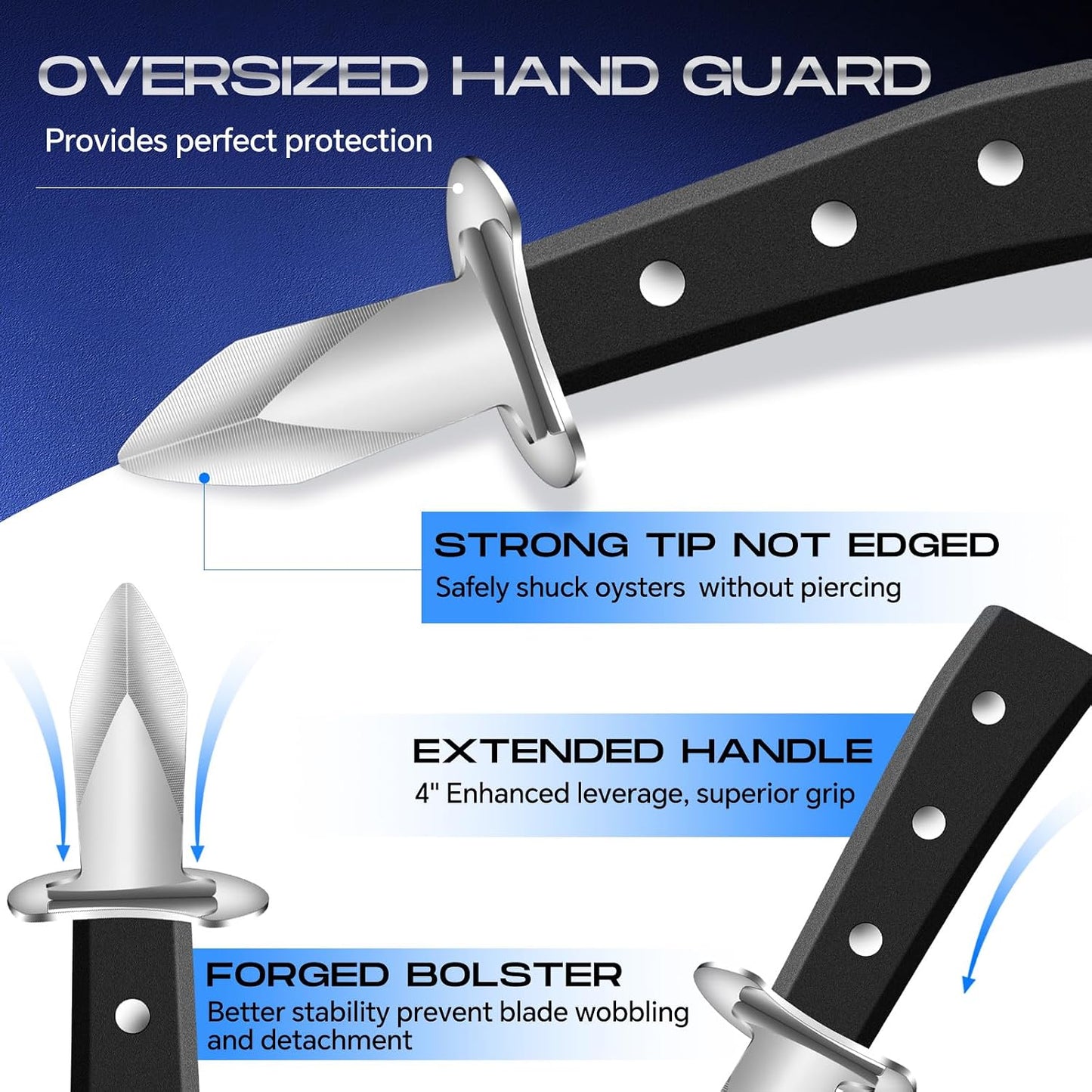 Oyster Shucking Knife+2PCS A5 Cut-Resistant Gloves,Heavy Duty Oyster Knife,Stainless Steel Oyster Shucker Tool,Oyster Opener Tool, Oyster Shucking Kit