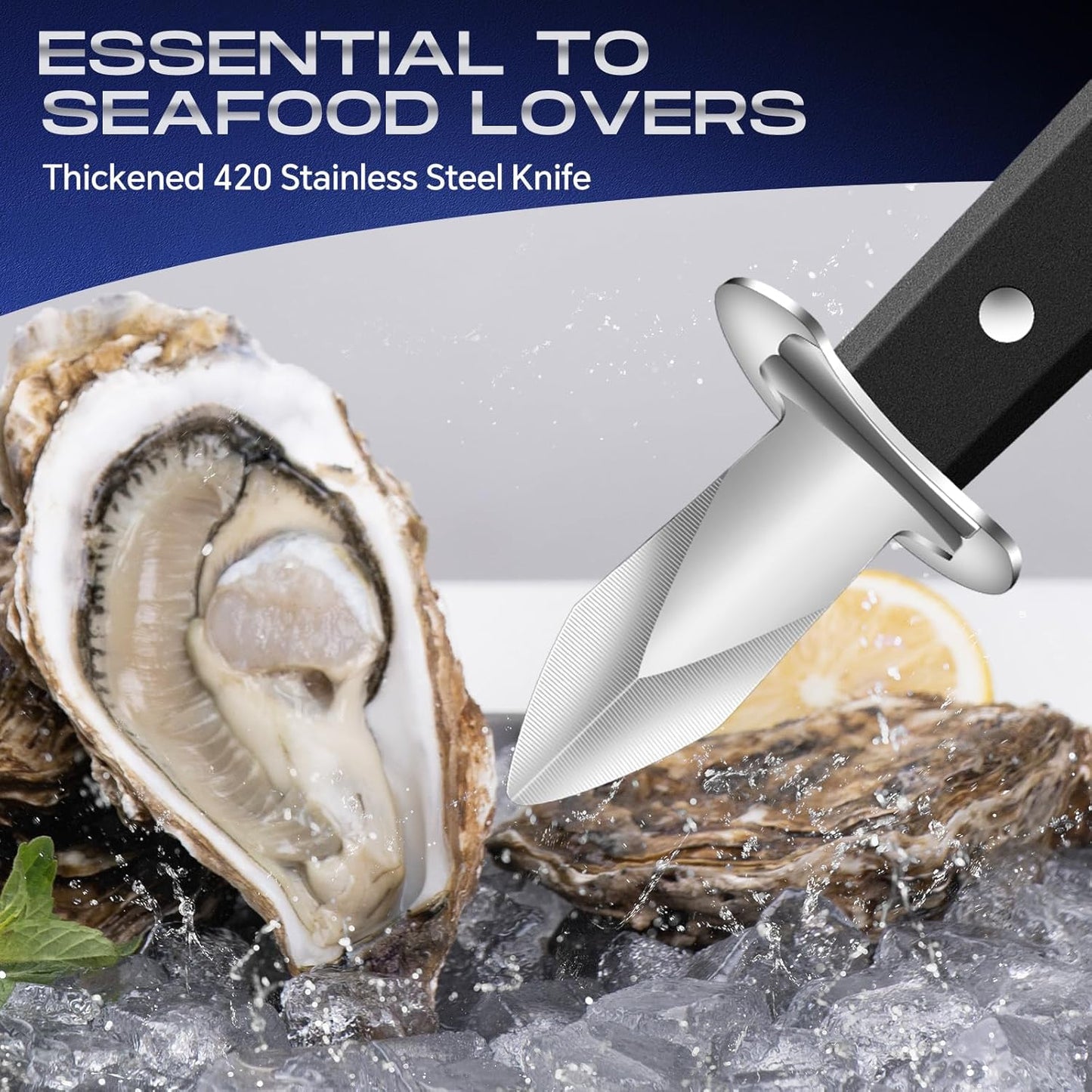 Oyster Shucking Knife+2PCS A5 Cut-Resistant Gloves,Heavy Duty Oyster Knife,Stainless Steel Oyster Shucker Tool,Oyster Opener Tool, Oyster Shucking Kit
