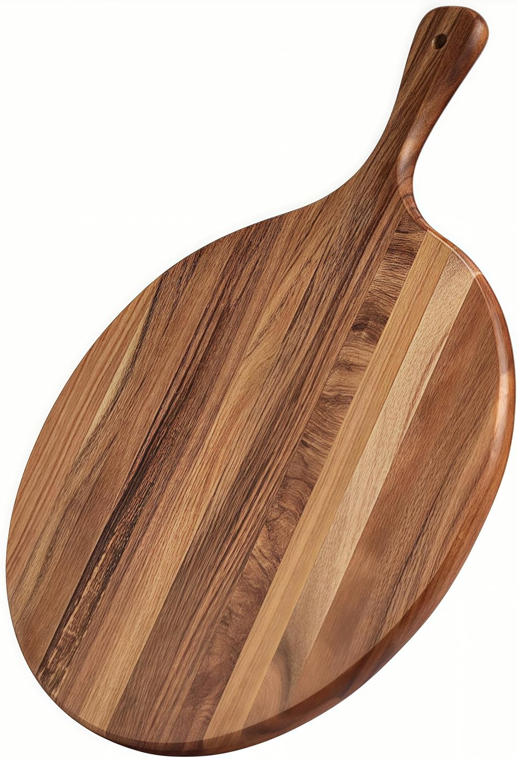 Acacia Wood Round Cutting Board with Handle -16" x 12" Large Charcuterie Board, Wooden Chopping Board for Kitchen, Meat & Cheese Serving Tray, Decorative Butcher Block, Ideal for Pizza