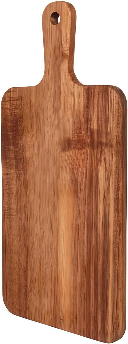 Acacia Wood Round Cutting Board with Handle -16" x 12" Large Charcuterie Board, Wooden Chopping Board for Kitchen, Meat & Cheese Serving Tray, Decorative Butcher Block, Ideal for Pizza