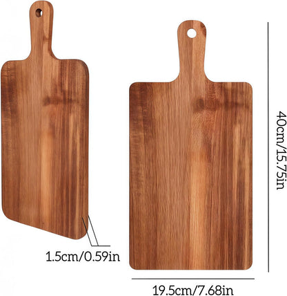 Acacia Wood Round Cutting Board with Handle -16" x 12" Large Charcuterie Board, Wooden Chopping Board for Kitchen, Meat & Cheese Serving Tray, Decorative Butcher Block, Ideal for Pizza