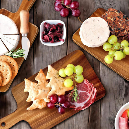 Acacia Wood Round Cutting Board with Handle -16" x 12" Large Charcuterie Board, Wooden Chopping Board for Kitchen, Meat & Cheese Serving Tray, Decorative Butcher Block, Ideal for Pizza