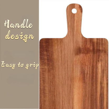 Acacia Wood Round Cutting Board with Handle -16" x 12" Large Charcuterie Board, Wooden Chopping Board for Kitchen, Meat & Cheese Serving Tray, Decorative Butcher Block, Ideal for Pizza