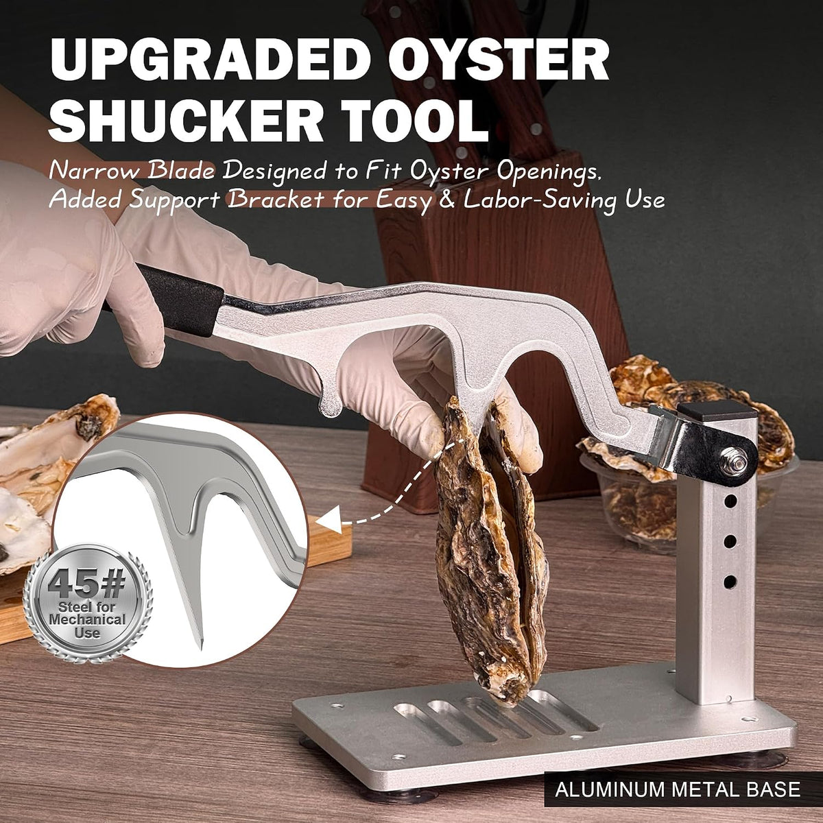 Manual Oyster Shucker Machine, Adjustable Narrow Blade