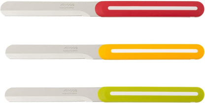 Paring Knife Set of 3 Pieces 4 Inch Stainless Steel. Colorful Kitchen Knives for Peeling Fruits and Vegetables. Ergonomic Polypropylene Handle. Serie B-Line. Color Orange, Red and Green.