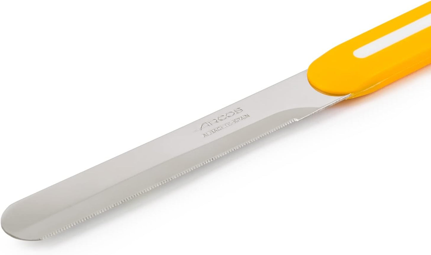 Paring Knife Set of 3 Pieces 4 Inch Stainless Steel. Colorful Kitchen Knives for Peeling Fruits and Vegetables. Ergonomic Polypropylene Handle. Serie B-Line. Color Orange, Red and Green.