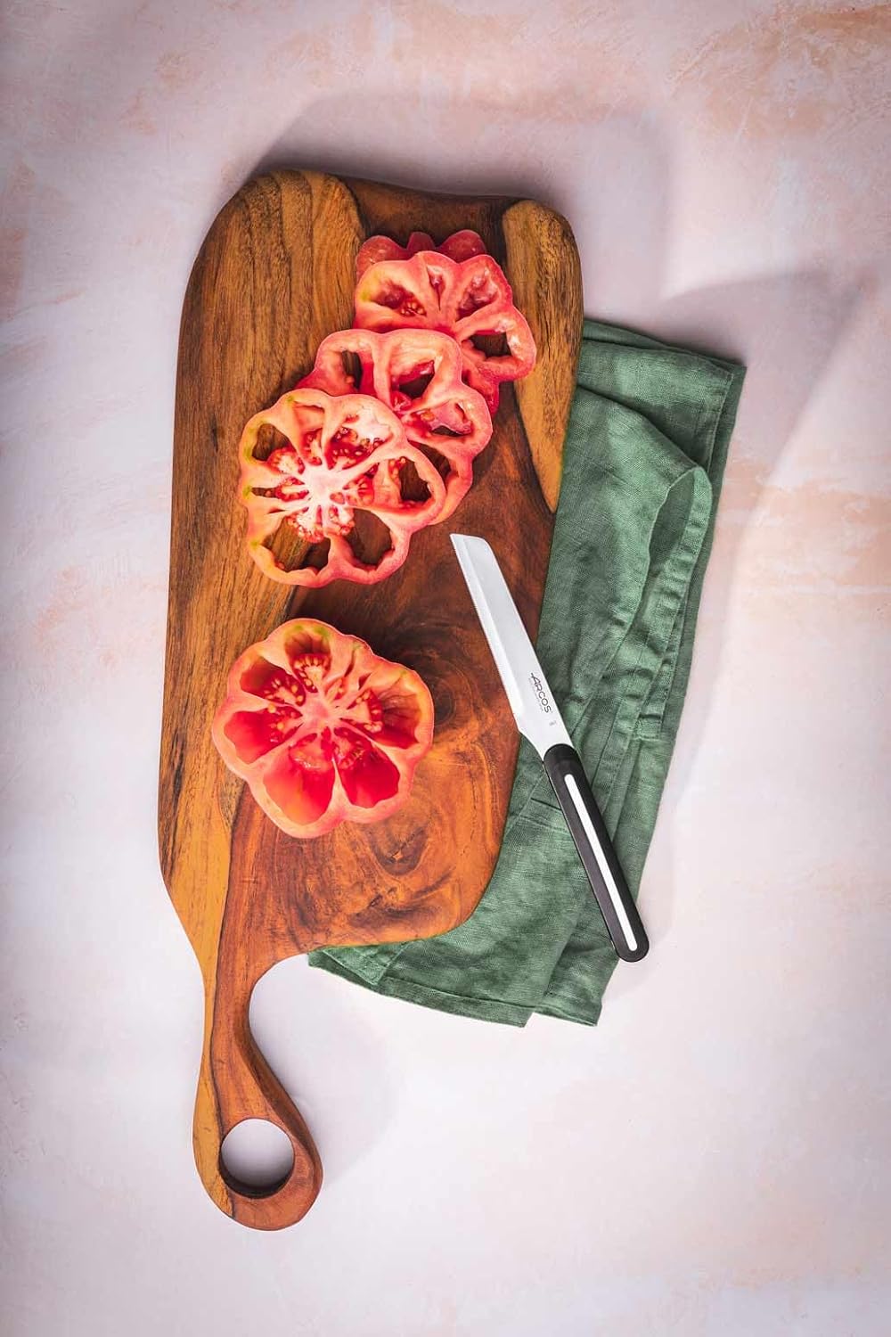 Paring Knife Set of 3 Pieces 4 Inch Stainless Steel. Colorful Kitchen Knives for Peeling Fruits and Vegetables. Ergonomic Polypropylene Handle. Serie B-Line. Color Orange, Red and Green.