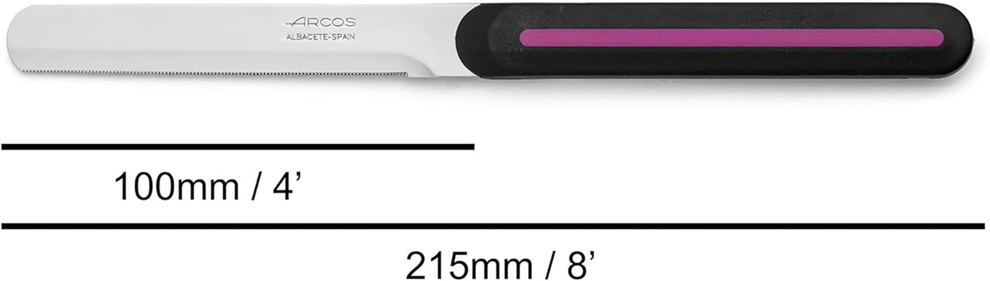 Paring Knife Set of 3 Pieces 4 Inch Stainless Steel. Colorful Kitchen Knives for Peeling Fruits and Vegetables. Ergonomic Polypropylene Handle. Serie B-Line. Color Orange, Red and Green.