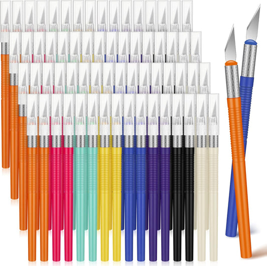 64 Pcs Exacto Knife, Craft Knife Set, Hobby Knives, Steel Exacto Knives Bulk for Art, Scrapbooking, Carving, DIY, Cutting, Stencil, Paper, Wood, Cardboard, Plastic, Clay