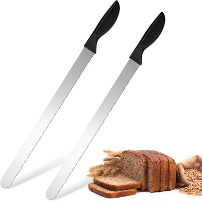 2 Pack 14 Inch Bread Cake Knife Stainless Steel Cake Slicer with Serrated Edge for Cutting Bread and Cakes