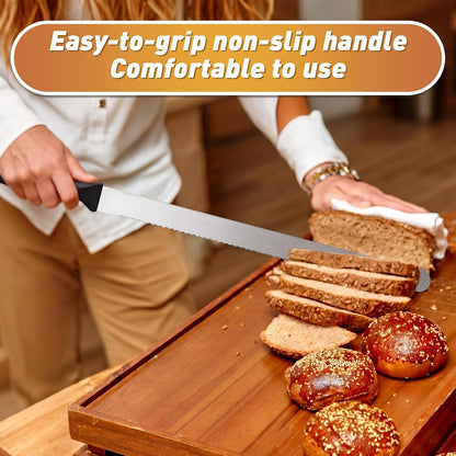 2 Pack 14 Inch Bread Cake Knife Stainless Steel Cake Slicer with Serrated Edge for Cutting Bread and Cakes