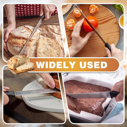 2 Pack 14 Inch Bread Cake Knife Stainless Steel Cake Slicer with Serrated Edge for Cutting Bread and Cakes